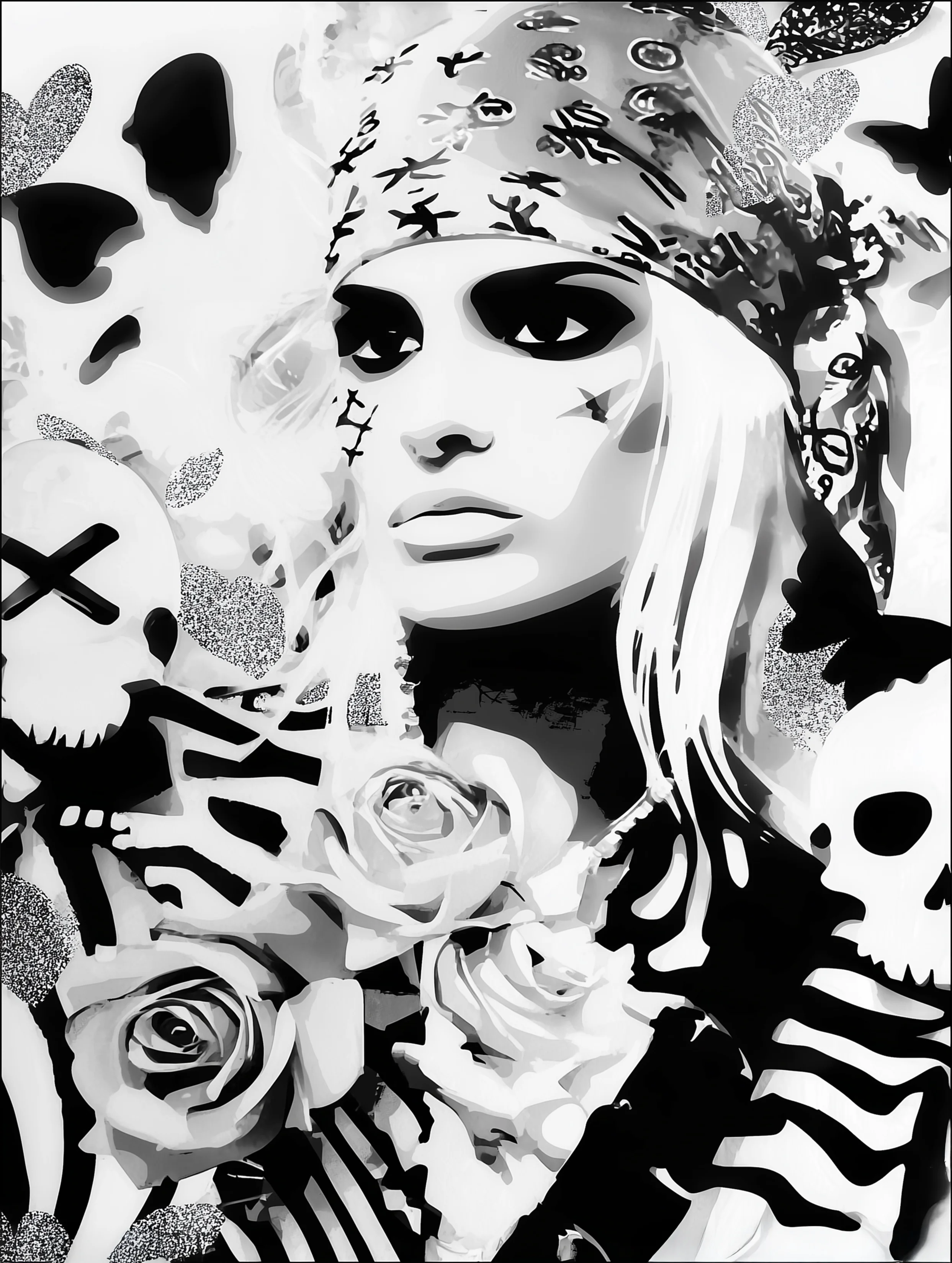 Free printable pirate coloring pages for adults featuring female pirate wearing a bandana